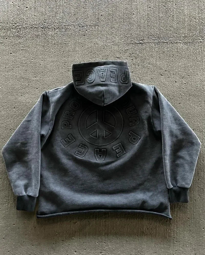 Vintage Y2K Embroidered Hoodie – High Street Casual Loose Sweatshirt for Men & Couples