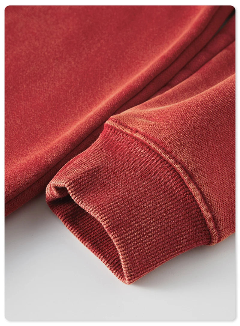 ZODF Autumn Winter Men Washed Fleece Sweatshirts Vintage Unisex Women Loose 355gsm O Neck Thick Warm Pullovers HY0717