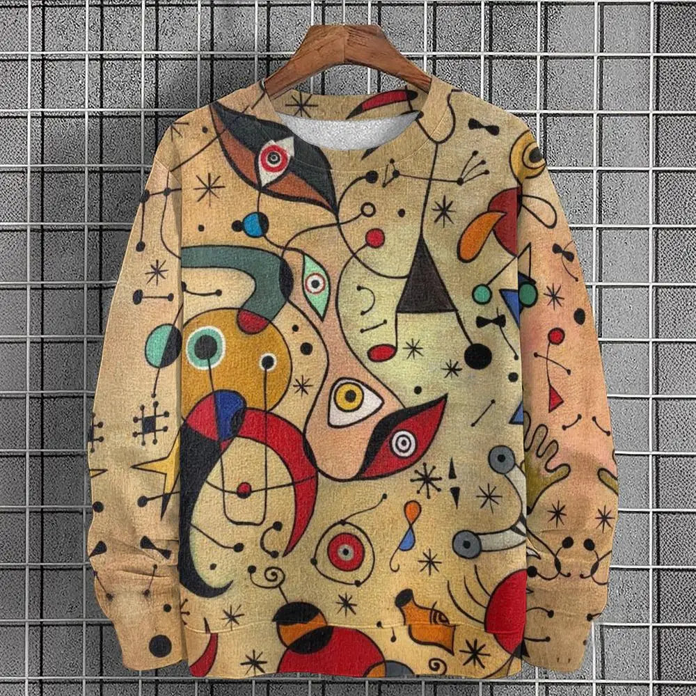 Pullover Sweatshirt For Men Graffiti Graphic Long Sleeve