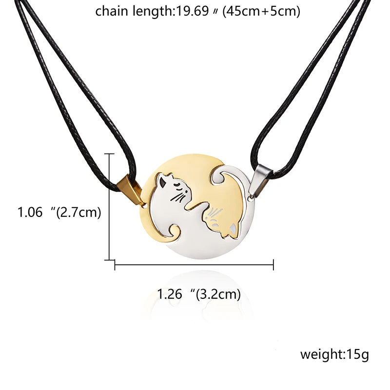 Yin-Yang Cat Puzzel Necklace