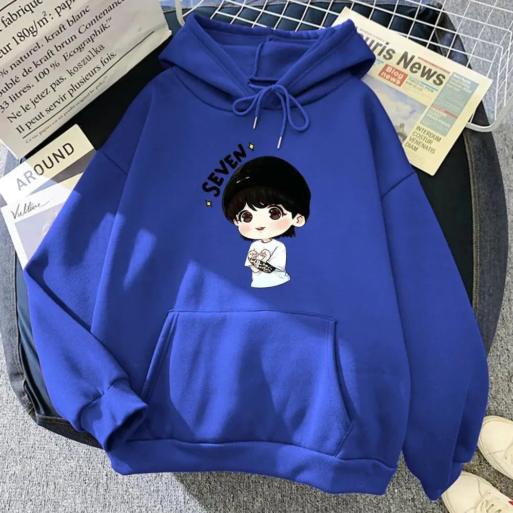 JungKook Seven Hoodie Women Harajuku Aesthetic Funny Kawaii Hoodies Unisex Autumn Winter Casual Fleece Pullover Sweatshirts Tops