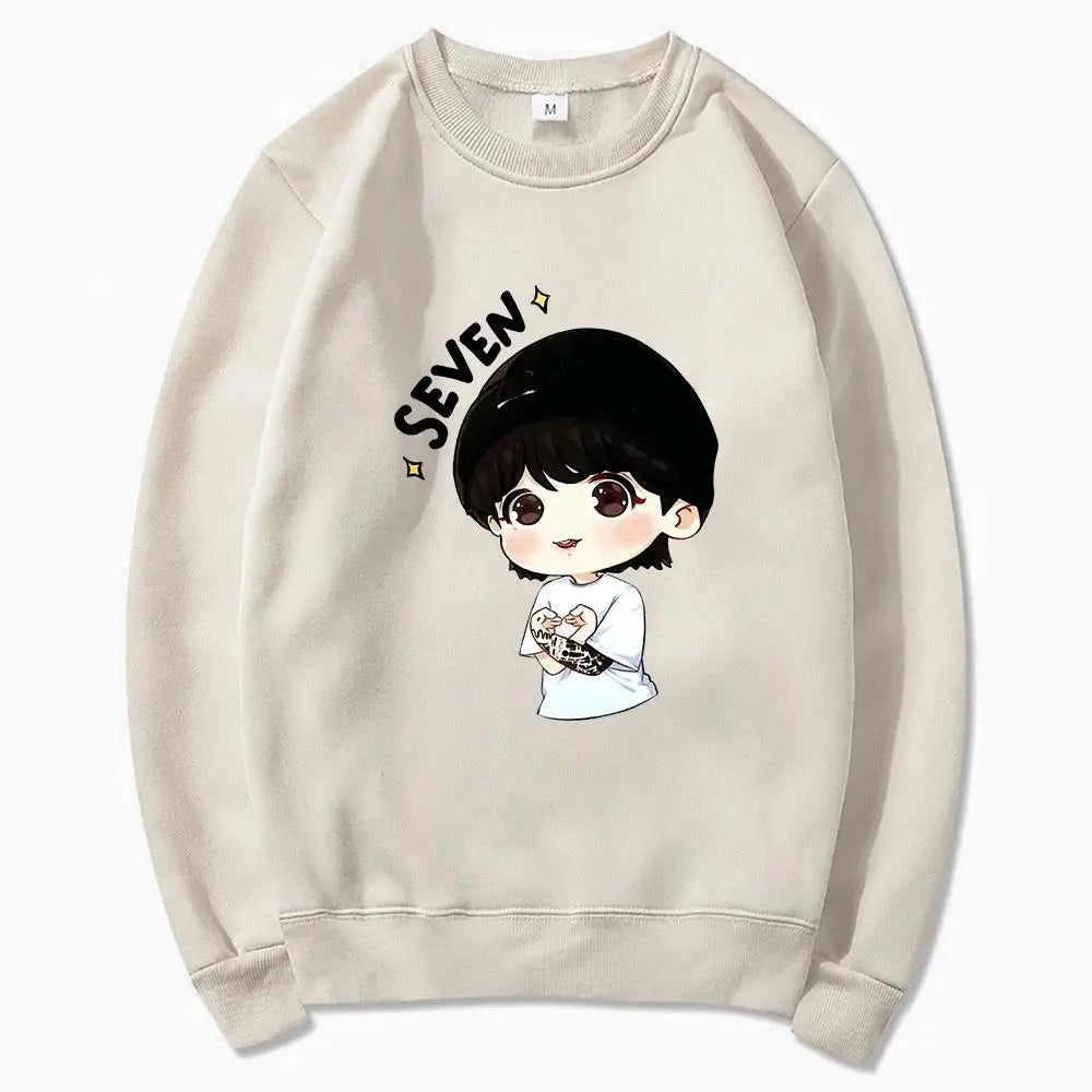 JungKook Seven Hoodie Women Harajuku Aesthetic Funny Kawaii Hoodies Unisex Autumn Winter Casual Fleece Pullover Sweatshirts Tops