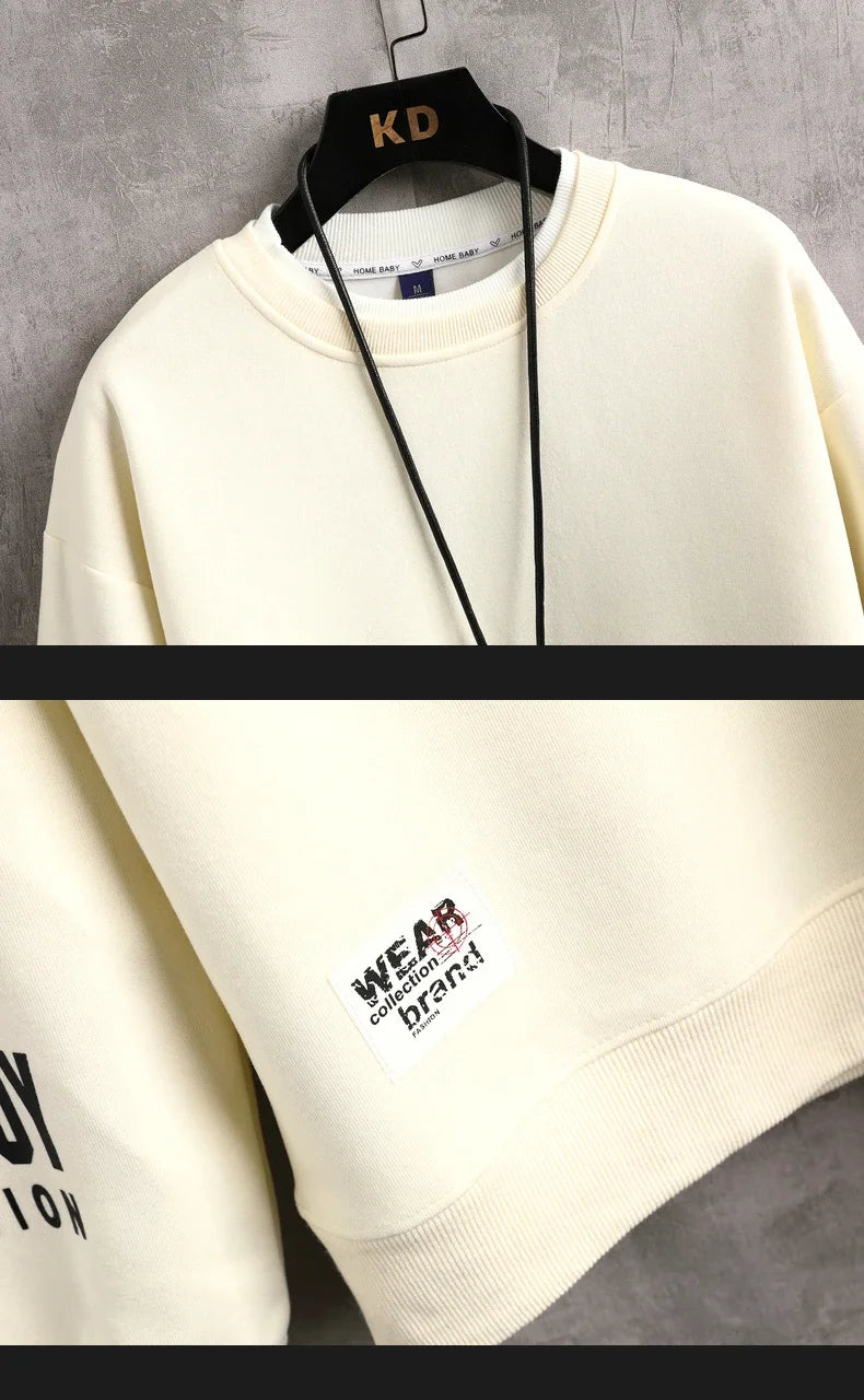 Autumn Men's Blue Sweatshirt Japan Cartoon Cat Sportswear Long Sleeved O Neck T-shirt  Harajuku High Street Men Clothing 2024