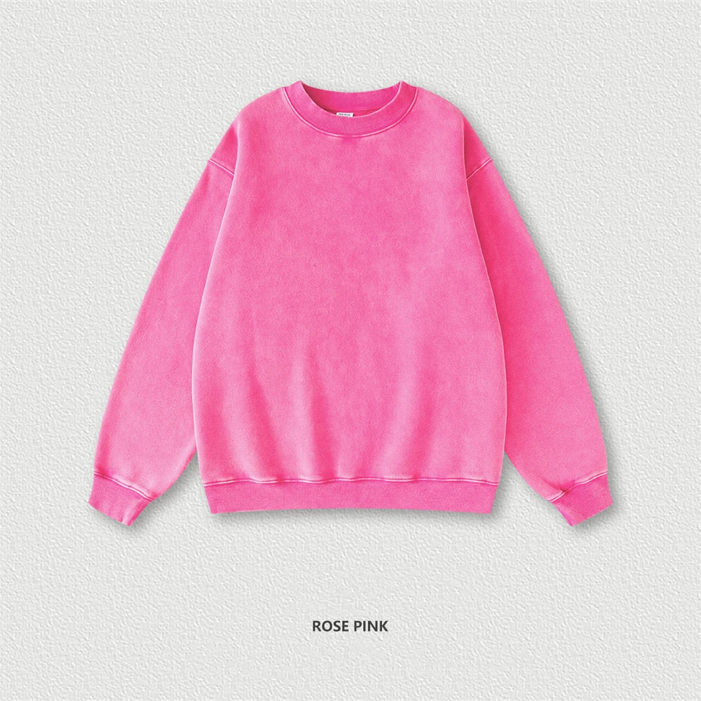 ZODF Autumn Winter Men Washed Fleece Sweatshirts Vintage Unisex Women Loose 355gsm O Neck Thick Warm Pullovers HY0717
