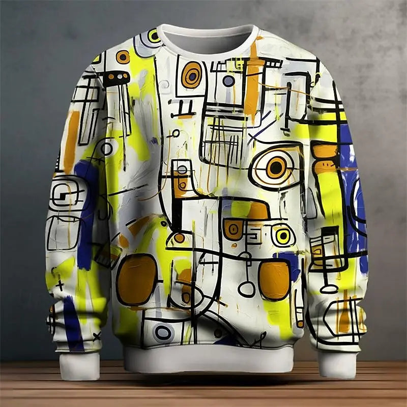 Pullover Sweatshirt For Men Graffiti Graphic Long Sleeve