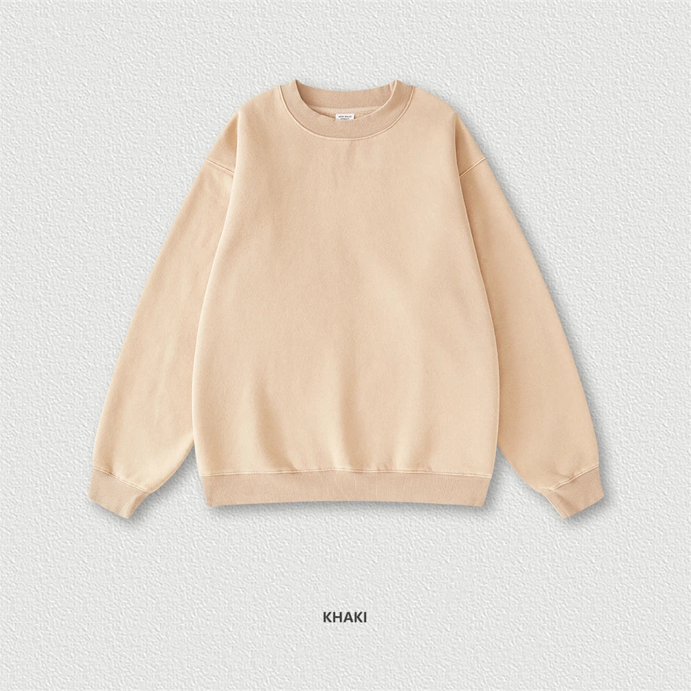 ZODF Autumn Winter Men Washed Fleece Sweatshirts Vintage Unisex Women Loose 355gsm O Neck Thick Warm Pullovers HY0717