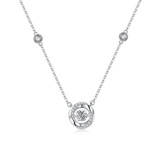 925 Sterling Silver Crystal Pendant – Retro Fashion Necklace for Women & Girls