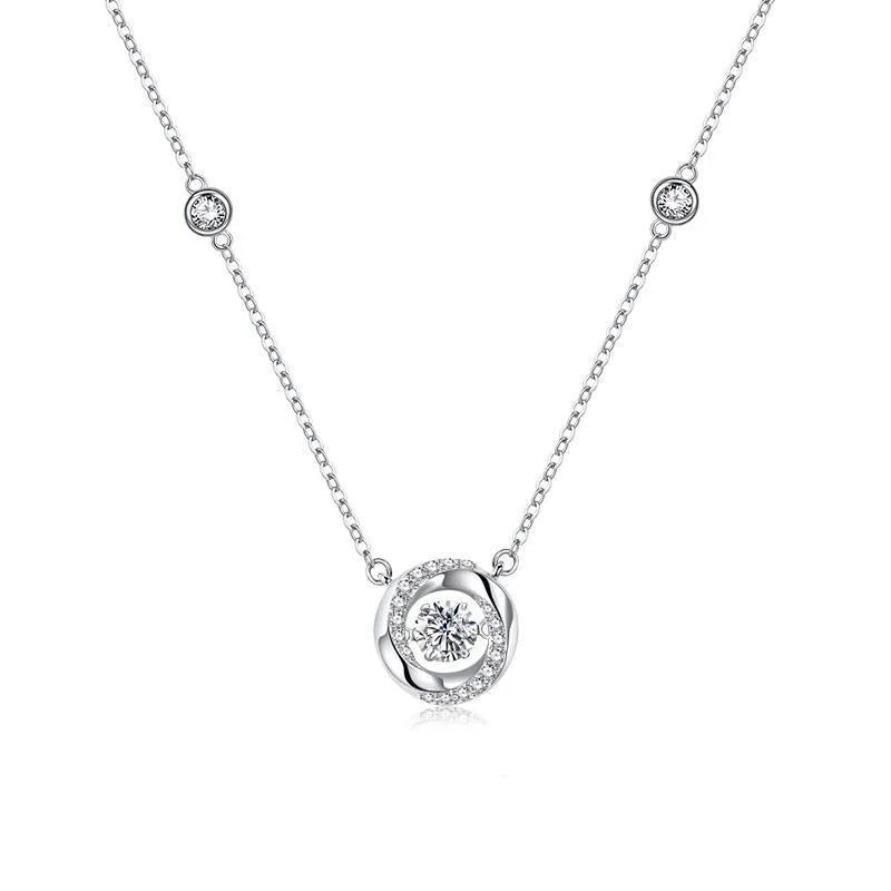 925 Sterling Silver Crystal Pendant – Retro Fashion Necklace for Women & Girls