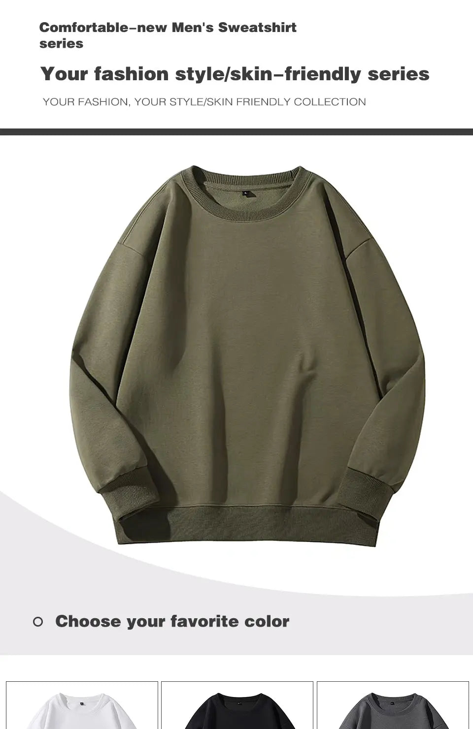 Heavyweight Loose Sweatshirt – Unisex Solid Color Casual Pullover (M-4XL)