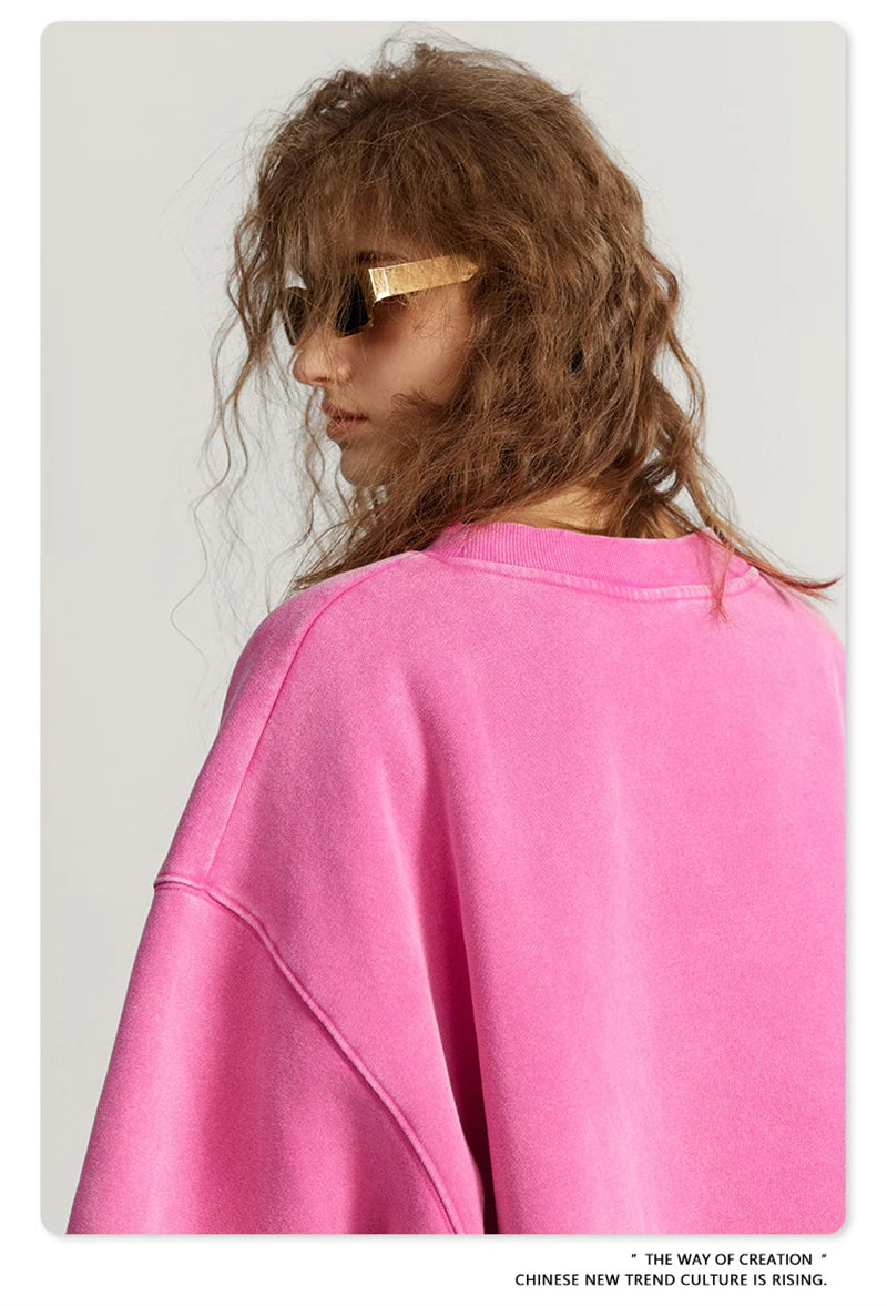 ZODF Autumn Winter Men Washed Fleece Sweatshirts Vintage Unisex Women Loose 355gsm O Neck Thick Warm Pullovers HY0717