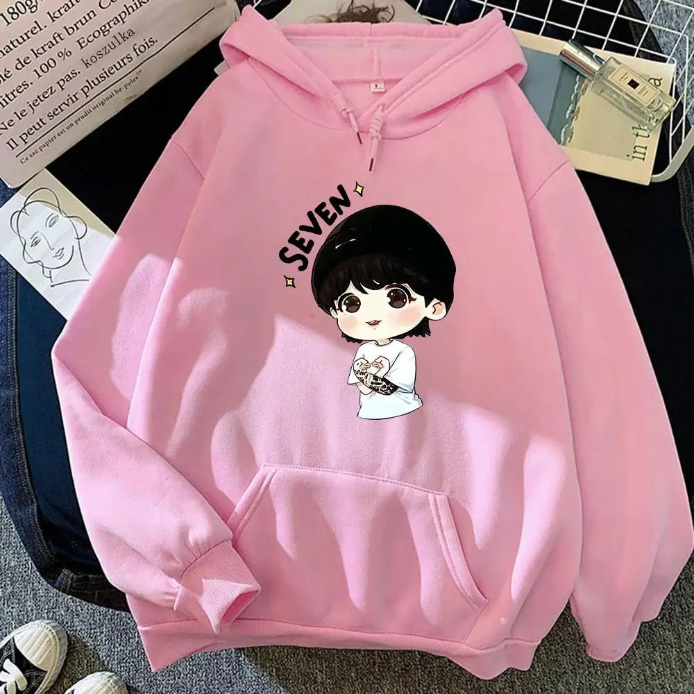 JungKook Seven Hoodie Women Harajuku Aesthetic Funny Kawaii Hoodies Unisex Autumn Winter Casual Fleece Pullover Sweatshirts Tops