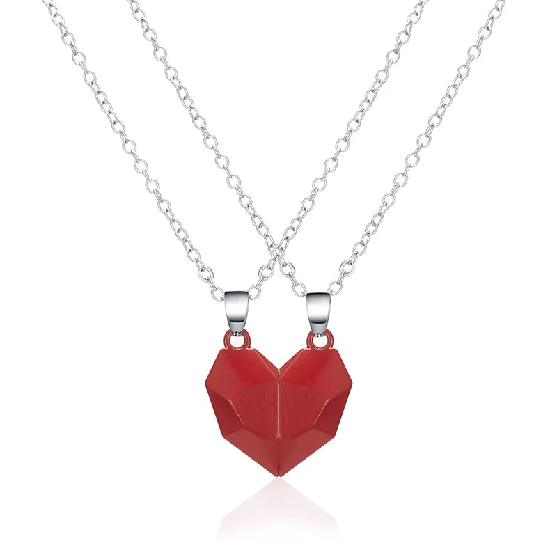 Elegant Magnetic Heart Pendant Necklace – Trendy Couple’s Jewelry for Men & Women(2 Pcs)
