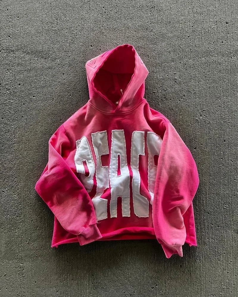 Vintage Y2K Embroidered Hoodie – High Street Casual Loose Sweatshirt for Men & Couples