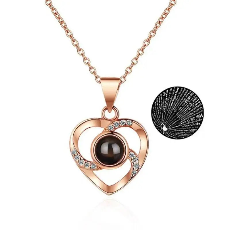 Heart-Shaped Red Rose Necklace