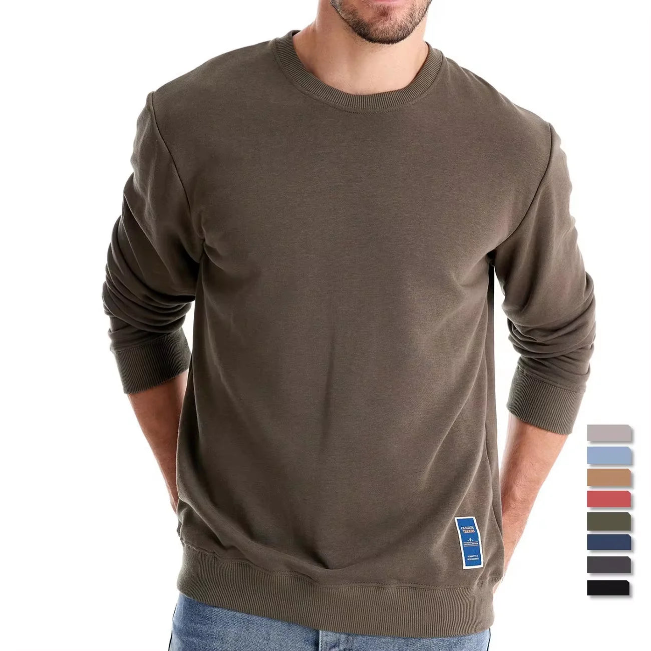 AIOPESON Men's Cotton-Blend Crew Neck Sweatshirt