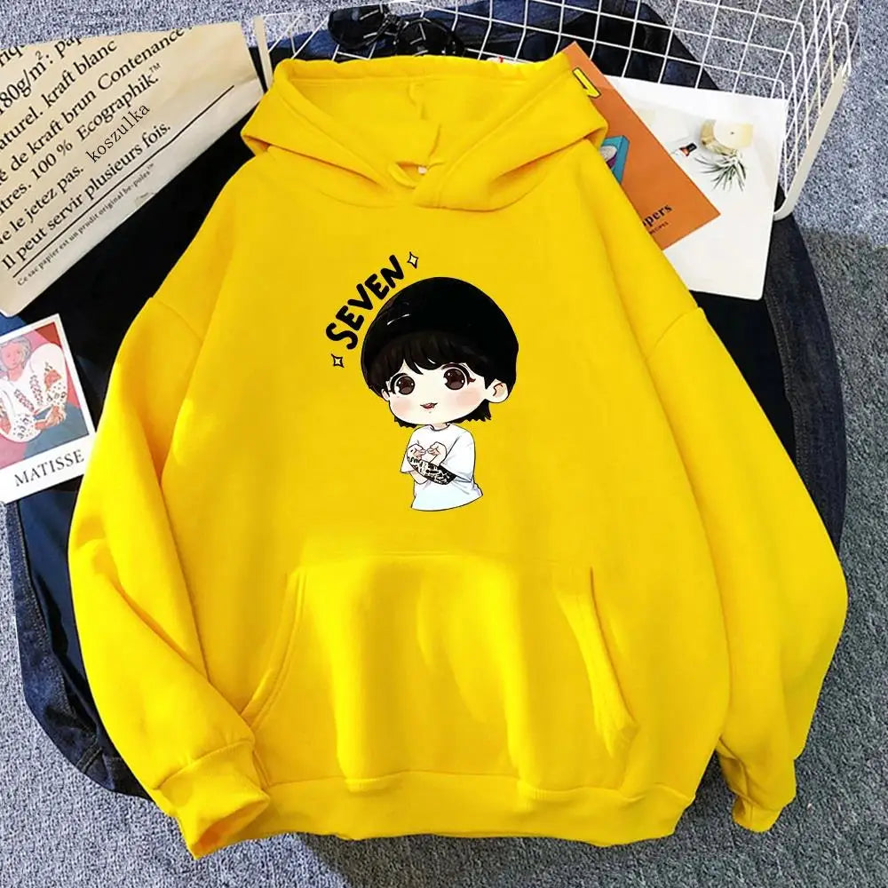 JungKook Seven Hoodie Women Harajuku Aesthetic Funny Kawaii Hoodies Unisex Autumn Winter Casual Fleece Pullover Sweatshirts Tops