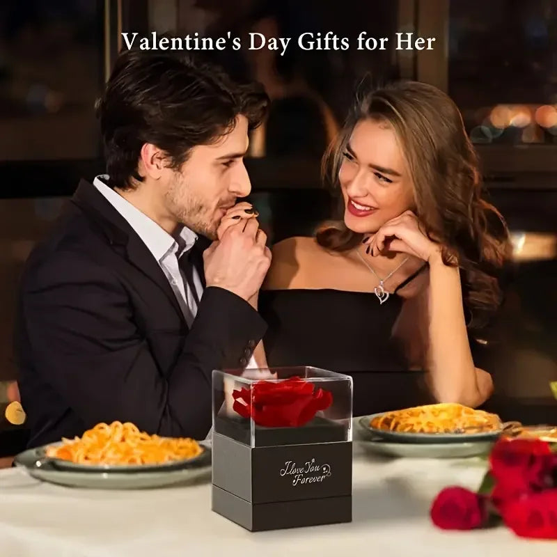 Heart-Shaped Red Rose Necklace