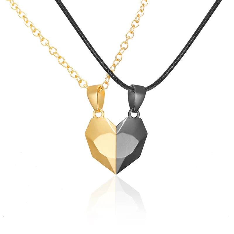 Elegant Magnetic Heart Pendant Necklace – Trendy Couple’s Jewelry for Men & Women(2 Pcs)