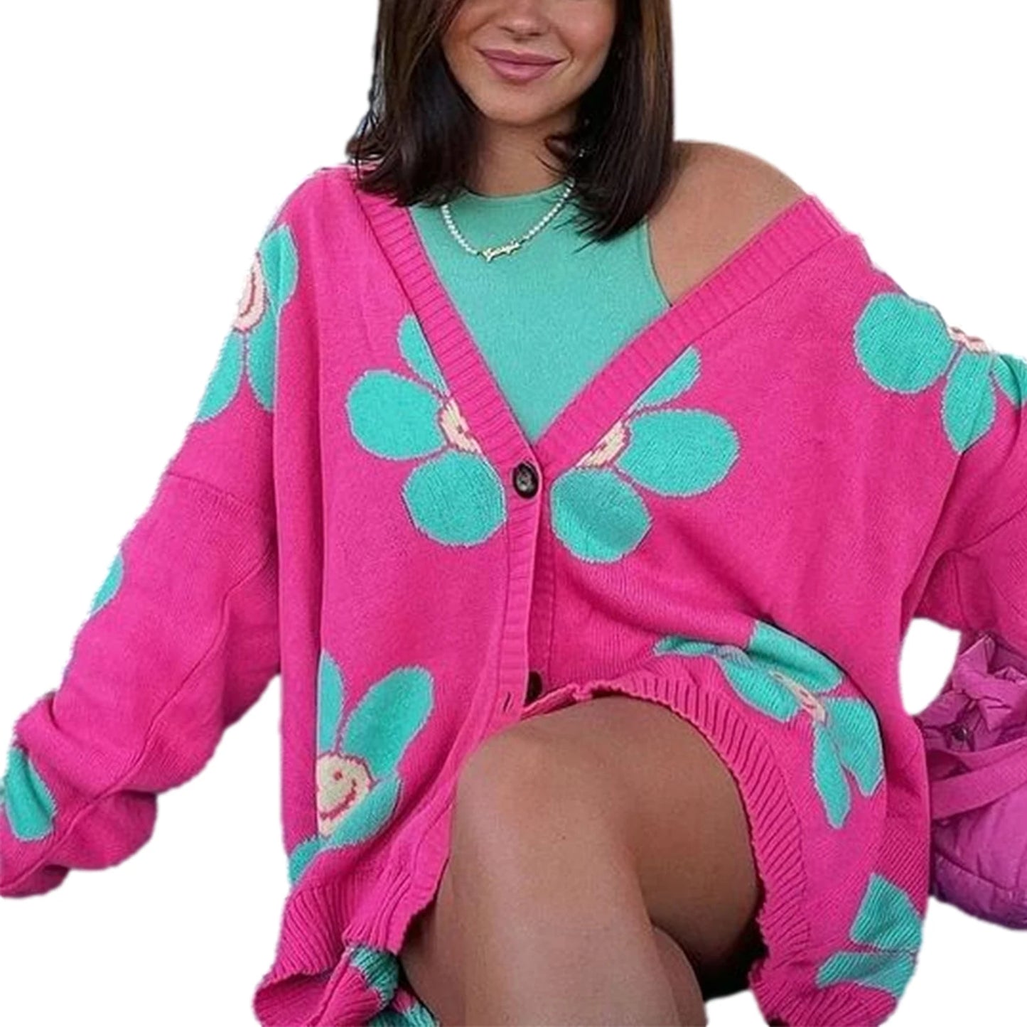 Heart Pattern Cardigan Sweater