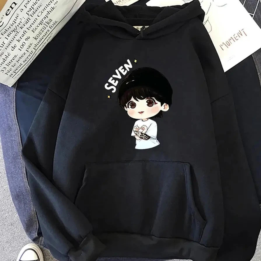 JungKook Seven Hoodie Women Harajuku Aesthetic Funny Kawaii Hoodies Unisex Autumn Winter Casual Fleece Pullover Sweatshirts Tops