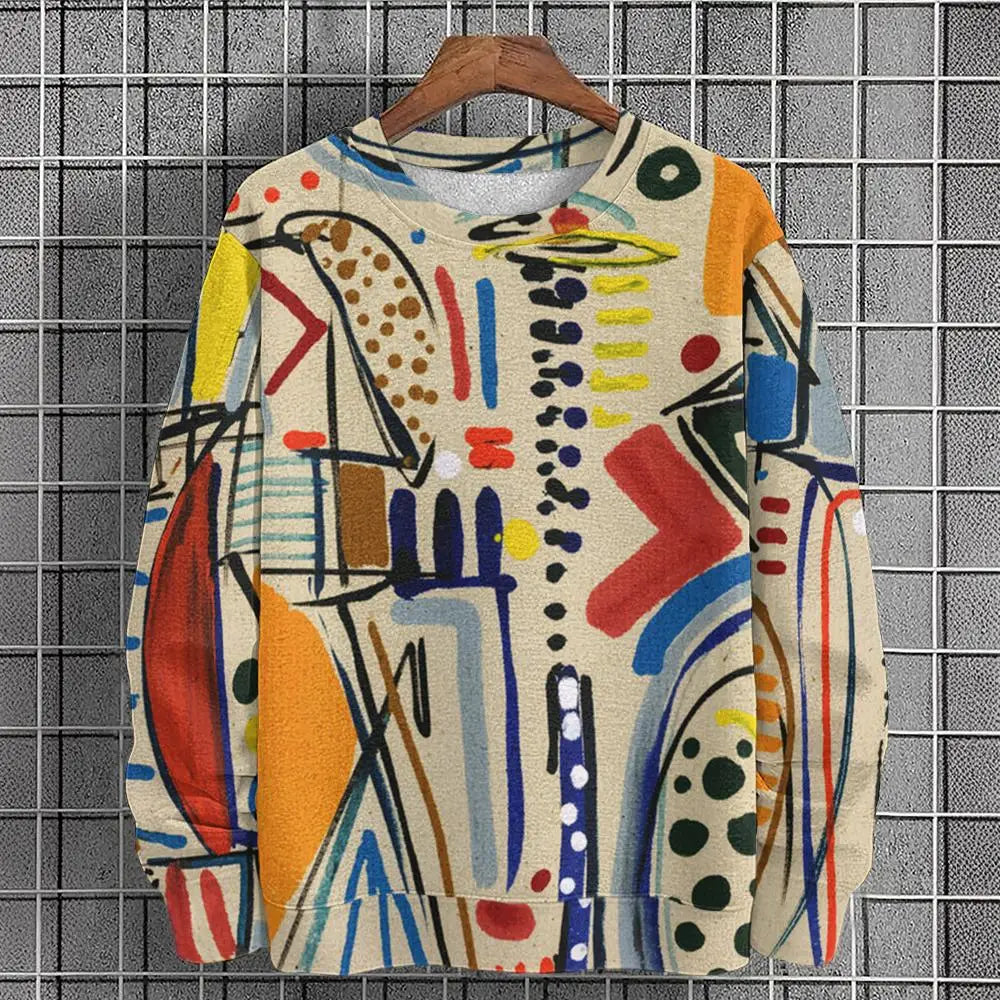 Pullover Sweatshirt For Men Graffiti Graphic Long Sleeve