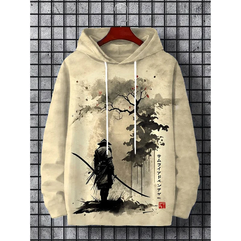 Japanese Harajuku 3D Printed Hoodies For Men Mountain Cat Tentacle Graphic Sweatshirts Casual Loose Hooded Long Sleeves Pullover