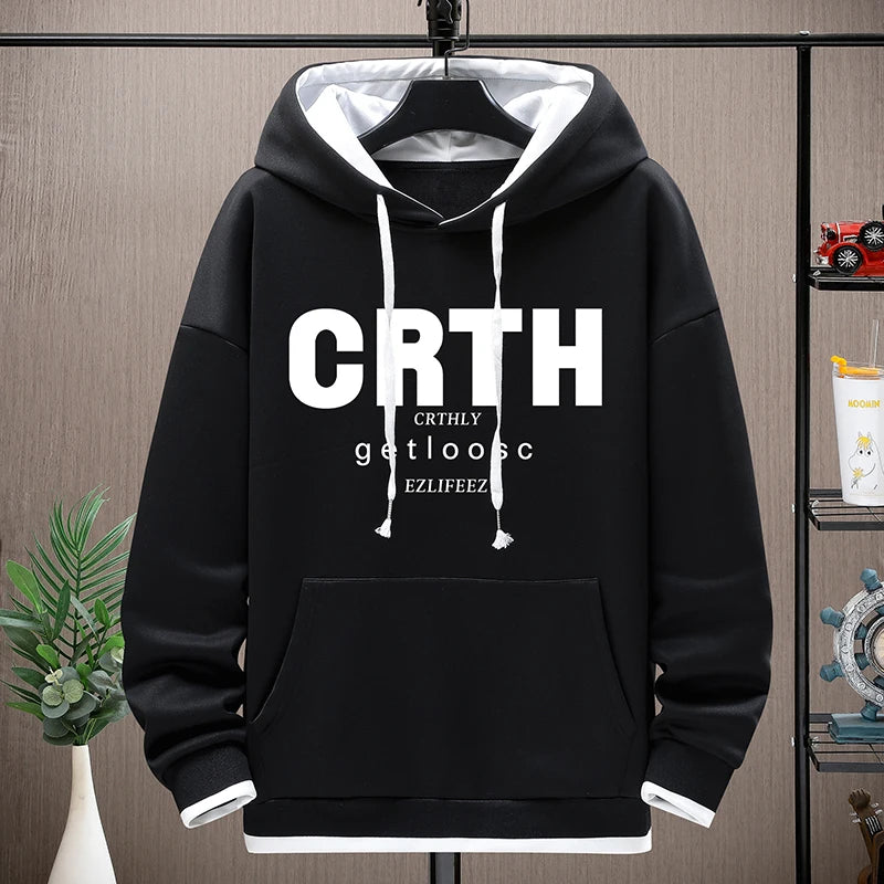 Men's Hip-Hop Pullover Hoodie – Black & White