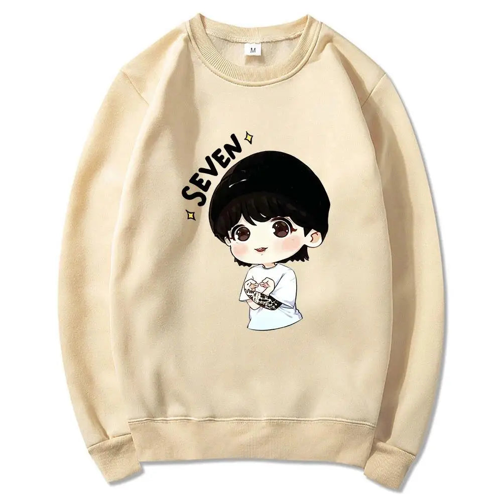 JungKook Seven Hoodie Women Harajuku Aesthetic Funny Kawaii Hoodies Unisex Autumn Winter Casual Fleece Pullover Sweatshirts Tops