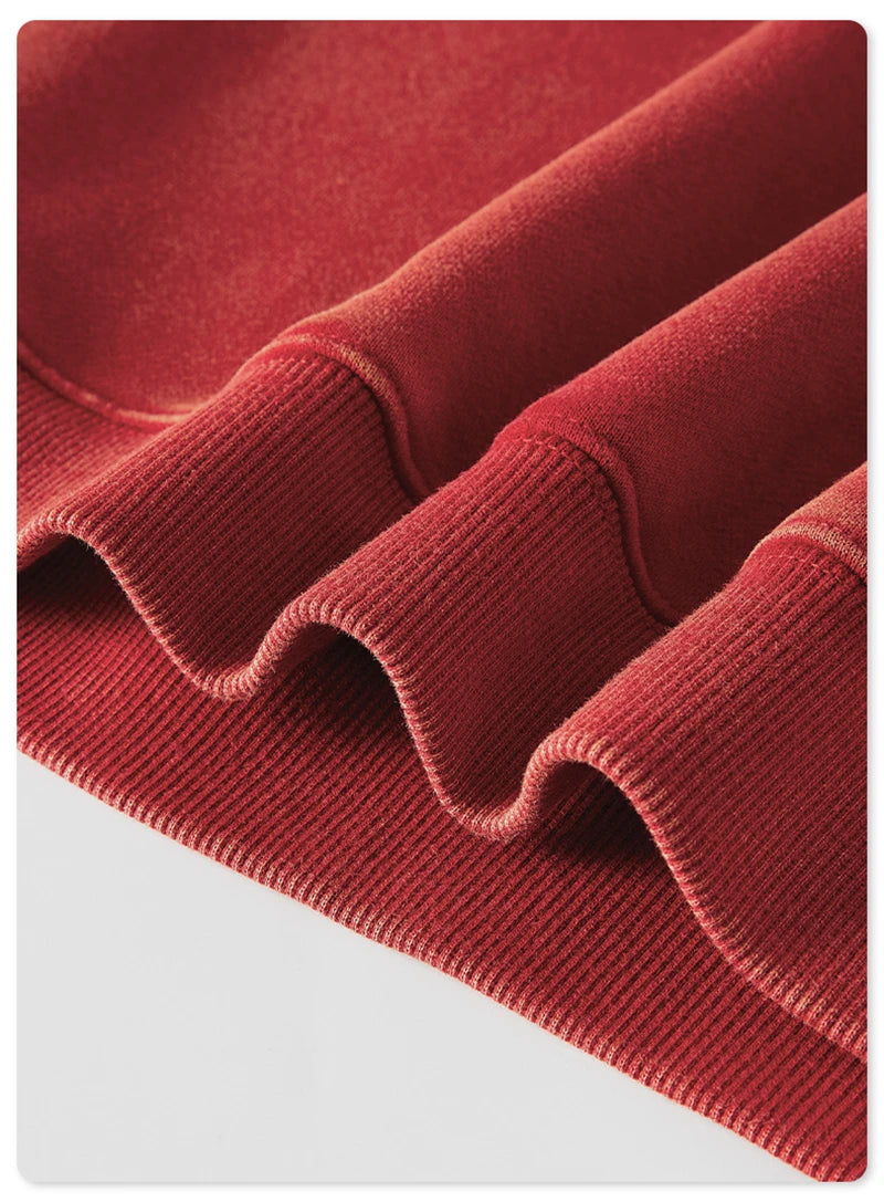 ZODF Autumn Winter Men Washed Fleece Sweatshirts Vintage Unisex Women Loose 355gsm O Neck Thick Warm Pullovers HY0717