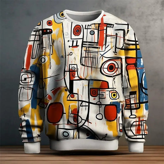 Pullover Sweatshirt For Men Graffiti Graphic Long Sleeve
