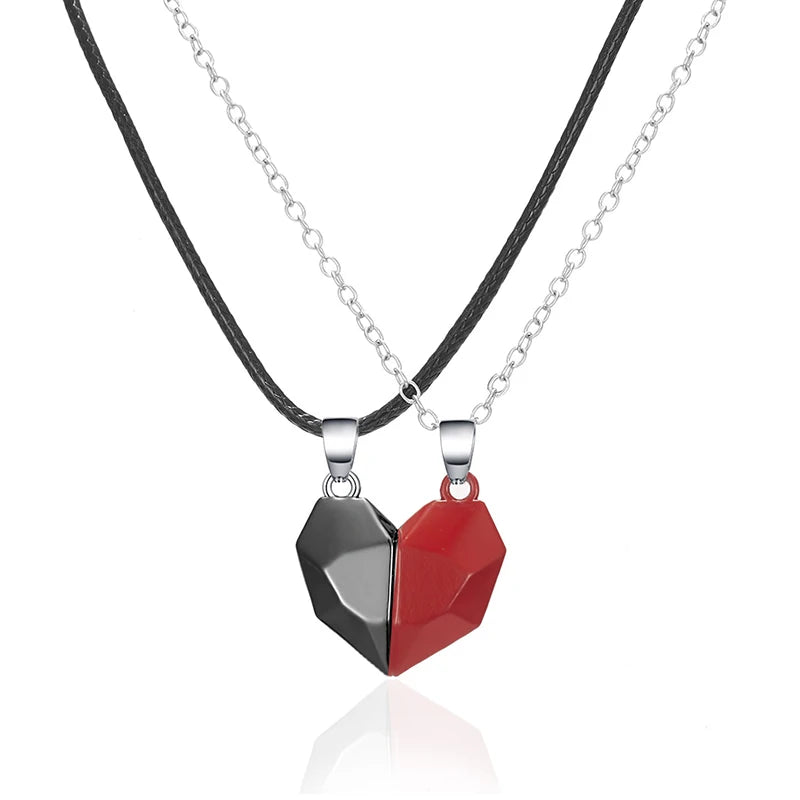 Elegant Magnetic Heart Pendant Necklace – Trendy Couple’s Jewelry for Men & Women(2 Pcs)