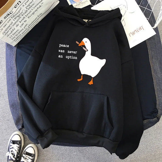 Peace Was Never An Option Goose Printing Mens Hoodies
