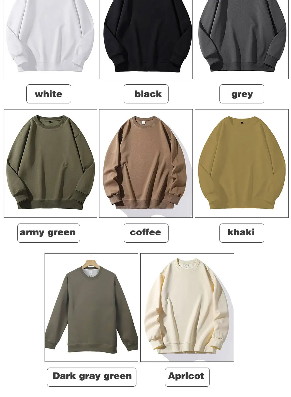 Heavyweight Loose Sweatshirt – Unisex Solid Color Casual Pullover (M-4XL)
