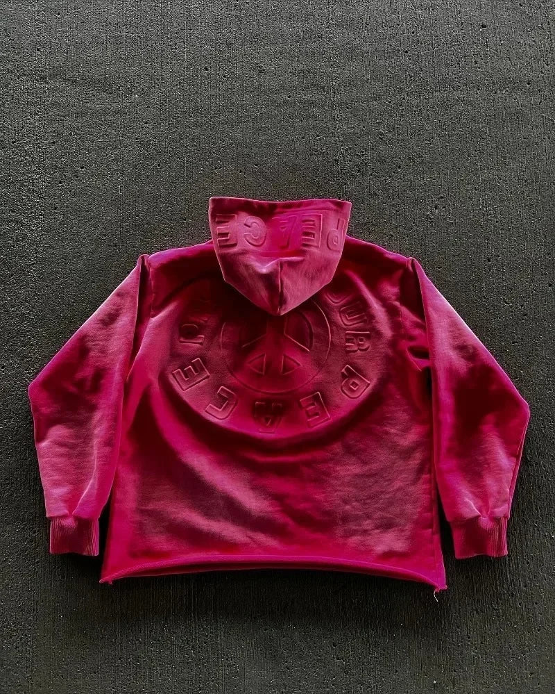 Vintage Y2K Embroidered Hoodie – High Street Casual Loose Sweatshirt for Men & Couples