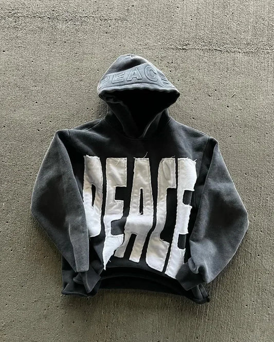 Vintage Y2K Embroidered Hoodie – High Street Casual Loose Sweatshirt for Men & Couples