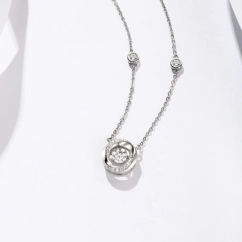 925 Sterling Silver Crystal Pendant – Retro Fashion Necklace for Women & Girls
