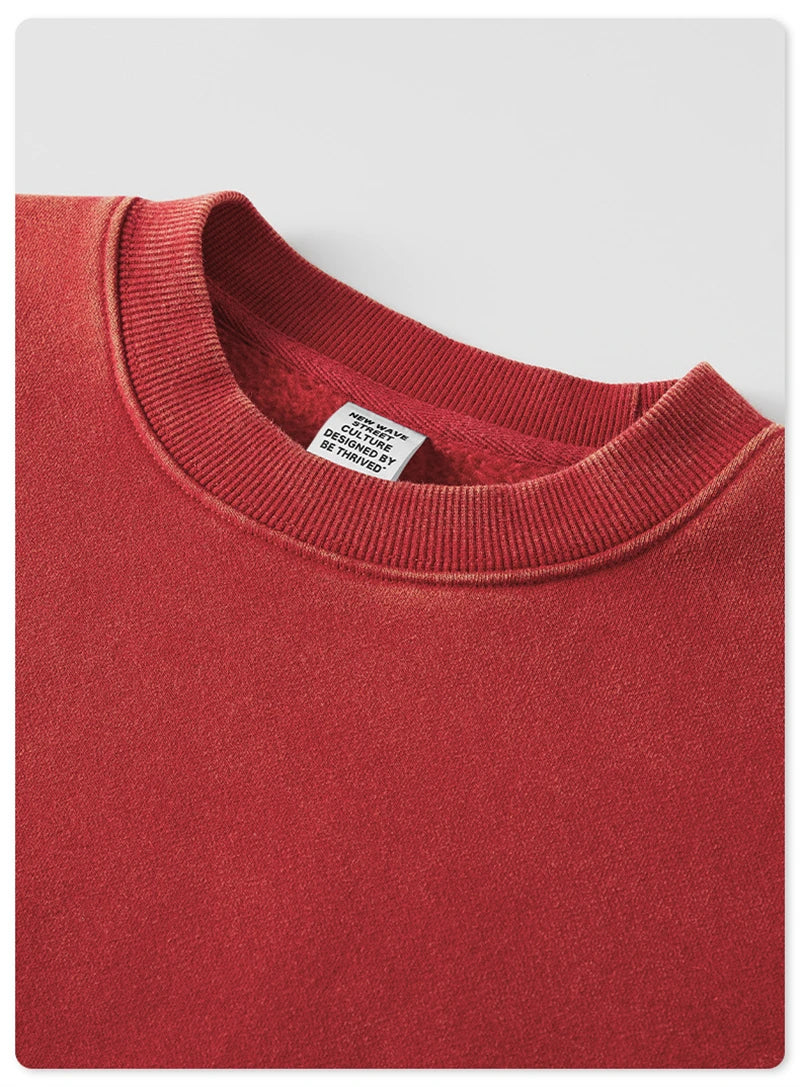 ZODF Autumn Winter Men Washed Fleece Sweatshirts Vintage Unisex Women Loose 355gsm O Neck Thick Warm Pullovers HY0717